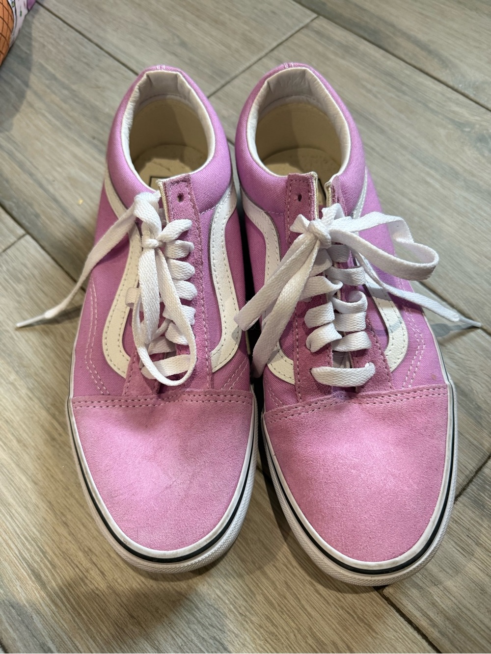 Vans Women's Pink Suede Low-Top Sneakers with White Accent